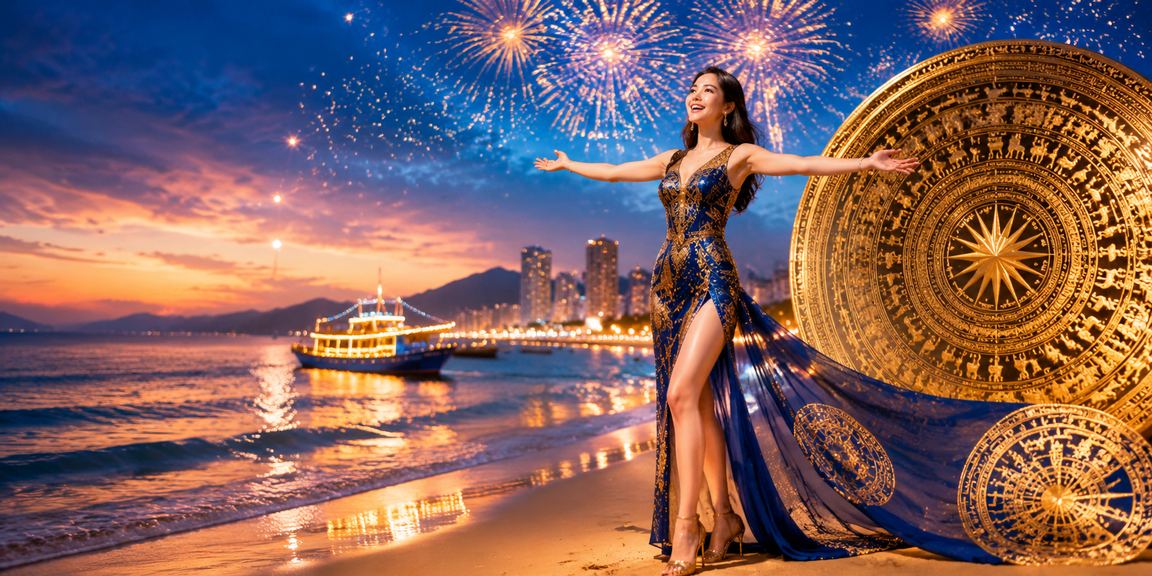 Người dùng tại bãi biển Đà Nẵng tham gia xổ số và trò chơi trực tuyến